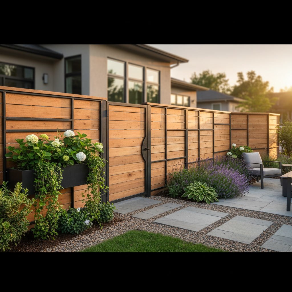 Close-up comparison of wood grain texture versus vinyl fence material