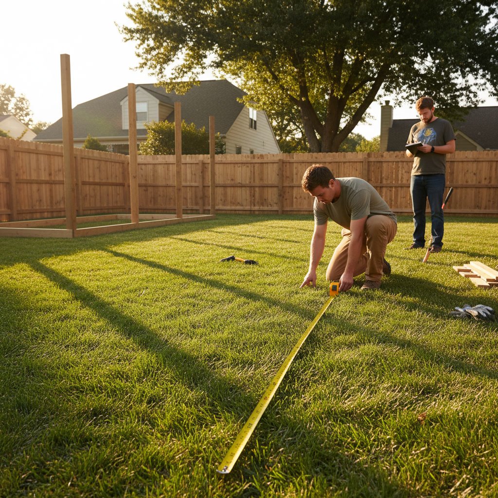 Backyard fence height measurement showing proper privacy screening