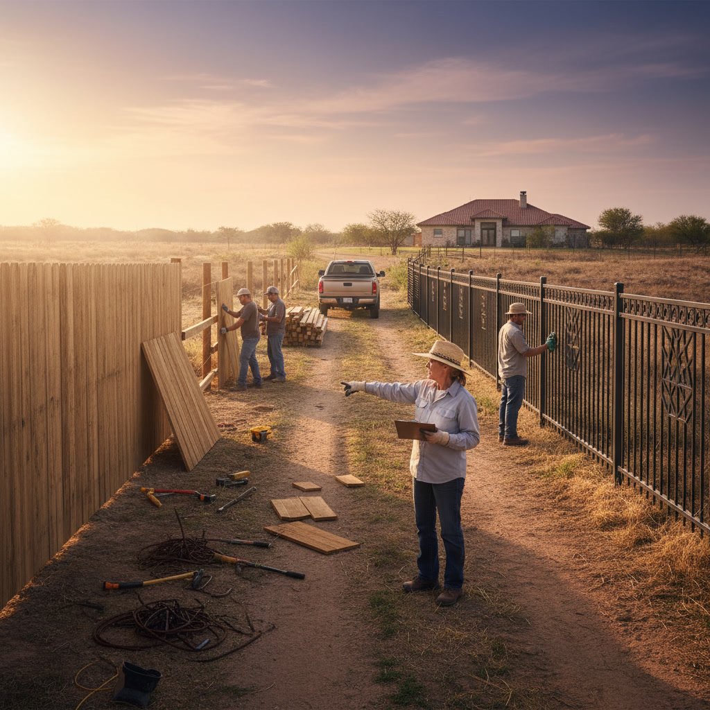 Professional fence installation showing proper material selection for Texas climate