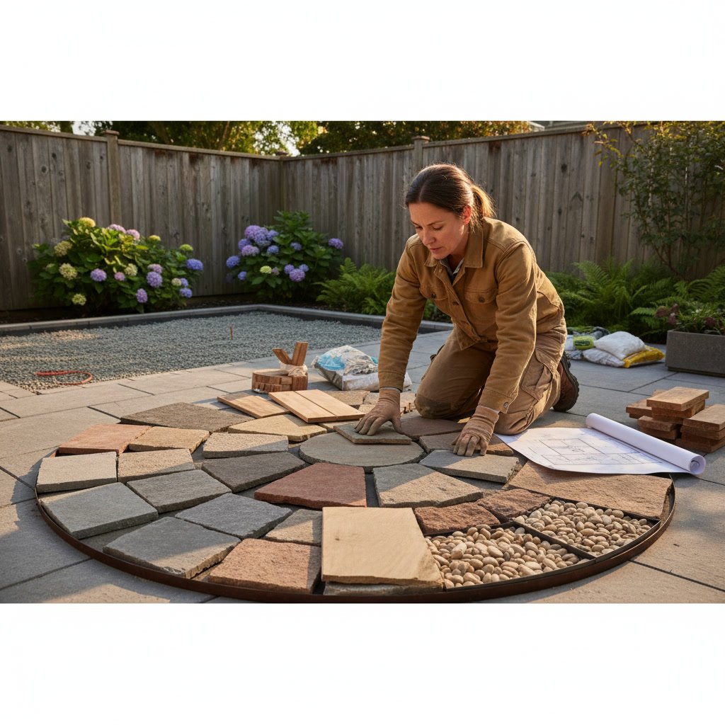 Professional patio installation with various material options in a North Texas backyard